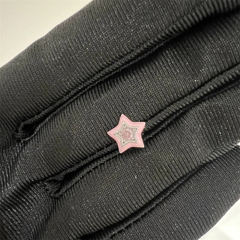 1PCS Cute Pink Zircon 316L Stainless Steel Ear Bone Nail New Fashion Y2K Punk Small Earring for Women Cochlea Jewelry Party Gift