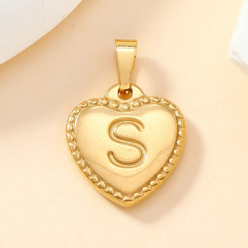 316L Stainless Steel Initial Necklace Letter Heart Pendant Chain For Women Name Jewelry Accessories