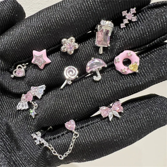Women's Pink Zircon Stainless Steel Cartilage Stud Earring