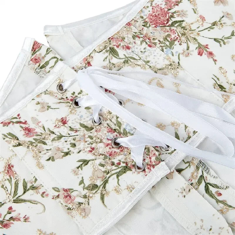 Underbust Corset Sexy Women's Underwear Waist Slimming Body Shaper Bustier Top Floral Lace-up Korsett Shapewear Corselet Belt