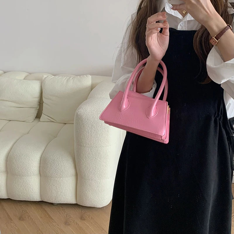 Fashion Pink Small Square Women Clutch Purse Handbags New Simple Ladies Messenger Bag Solid Color Female Shoulder Crossbody Bags