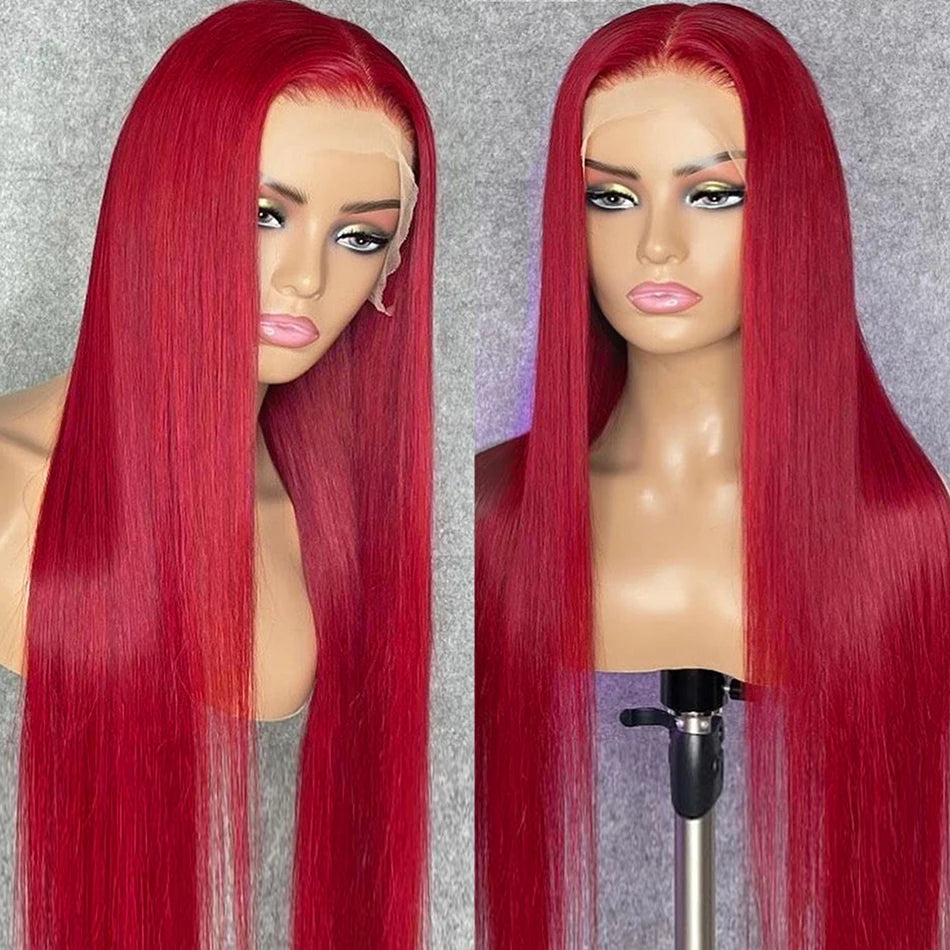 10A 13x6 Hot Christmas Red Colored Human Hair Wigs Tuneful HD Lace Front Human Hair Wigs Brazilian Straight HD Lace Frontal Wigs