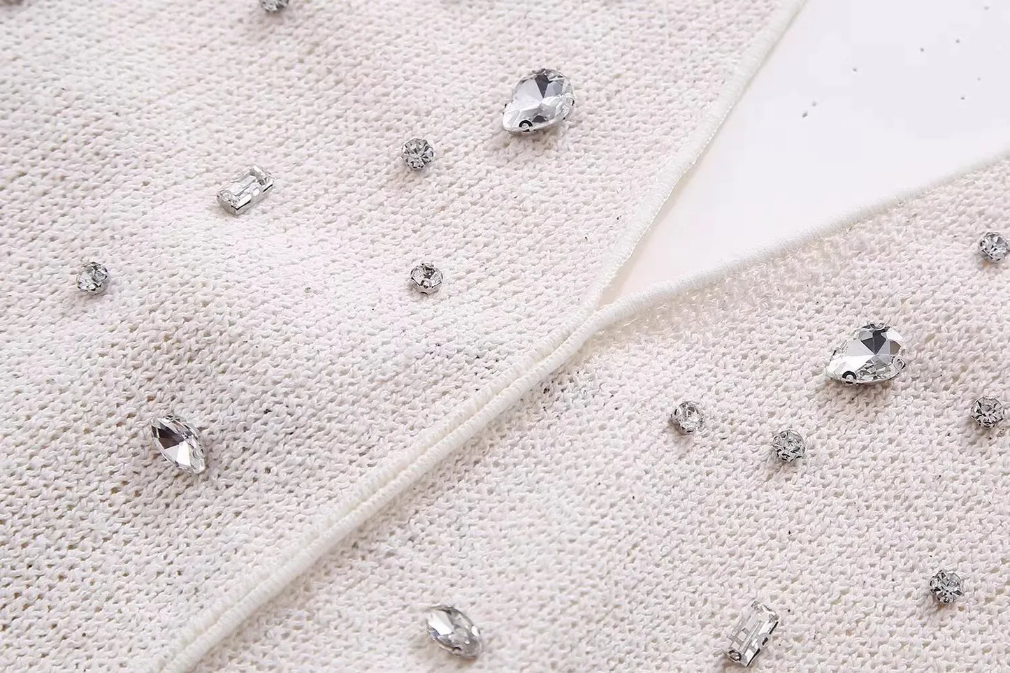 Weird Puss Diamond Women 2 Piece Set Luxury Knit Halter Backless Tank Tops+Shorts Casual Matching Streetwear Stretch Simple Suit