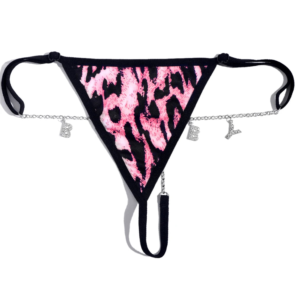 Customize Name Crystal Letters Waist Body Chain for Women Sexy Leopard Underwear Thong Body Jewelry Valentine's Day Gift