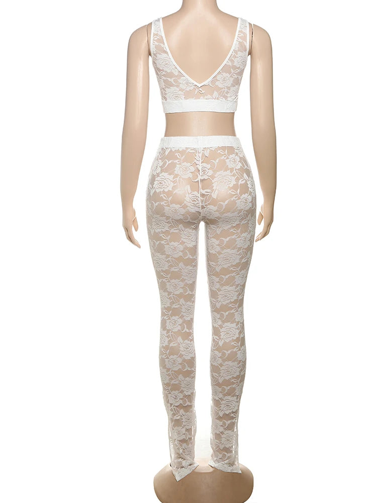 Weird Puss Jacquard Sexy 2 Piece Set Women Thin Summer Coquette Wide Belt Tank Tops+Leggings Stretch Activity Matching Clubwear