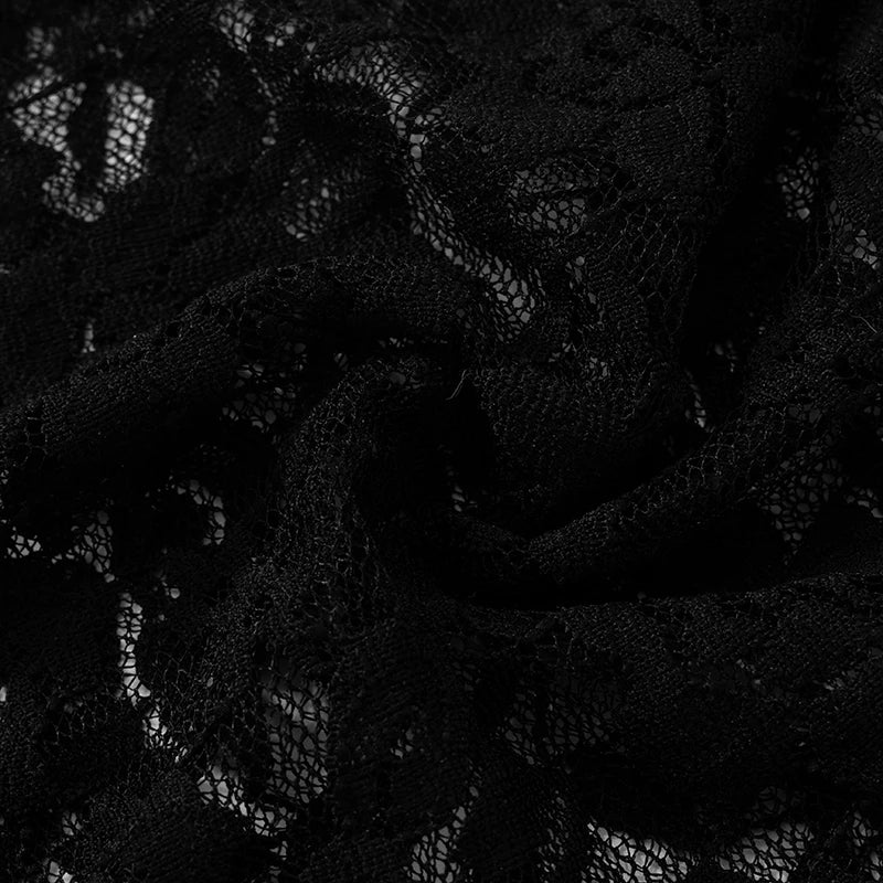 Weird Puss Sexy Jacquard Jumpsuit Women Sexy Mesh Patchwork Low-Neck Hollow Full Sleeve Skinny Midnight Party Clubwear Overalls