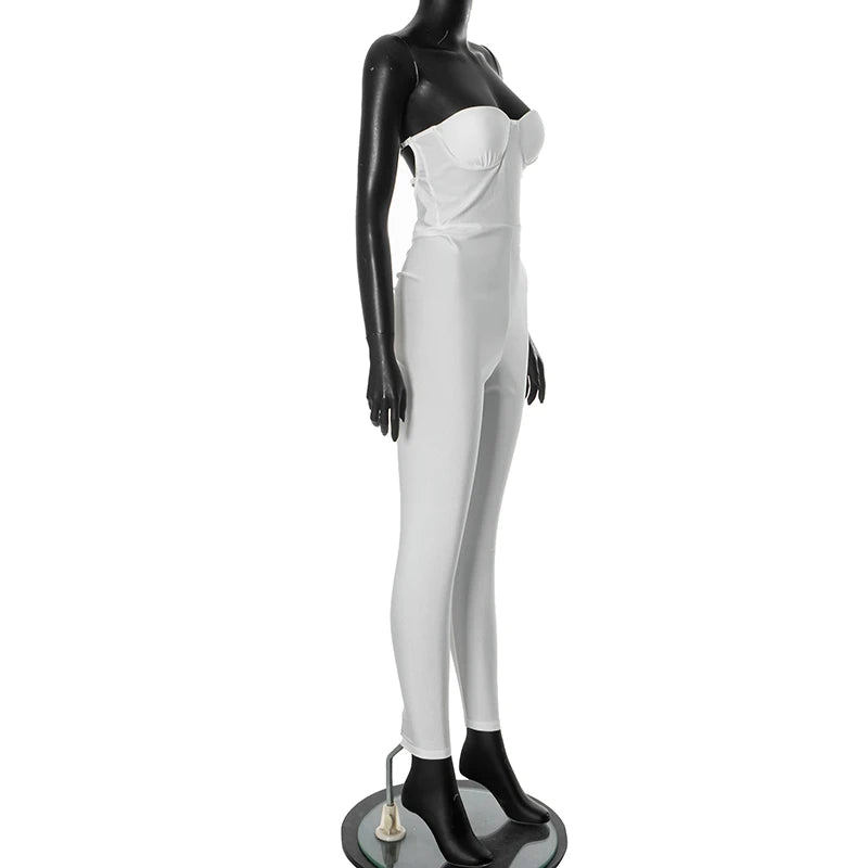 Weird Puss Fitness Strapless Jumpsuits Women Sexy Body-Shaping Backless Sleeveless Solid Skinny Sporty Classic Trend Overalls