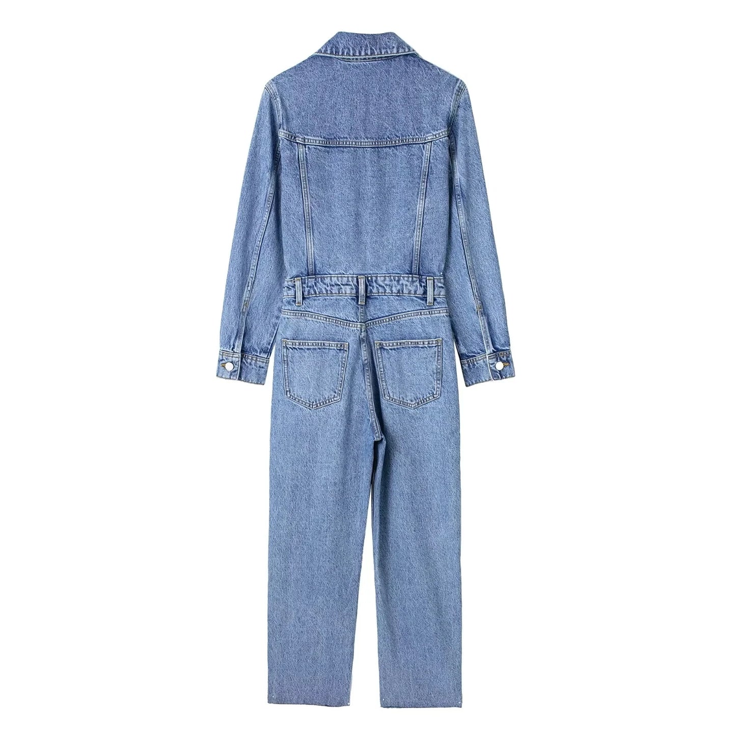 2023 New Woman Jeans Jumpsuit Long Sleeves High Waist jeans Bodysuit Notched Fashion Playsuit Jumpsuits