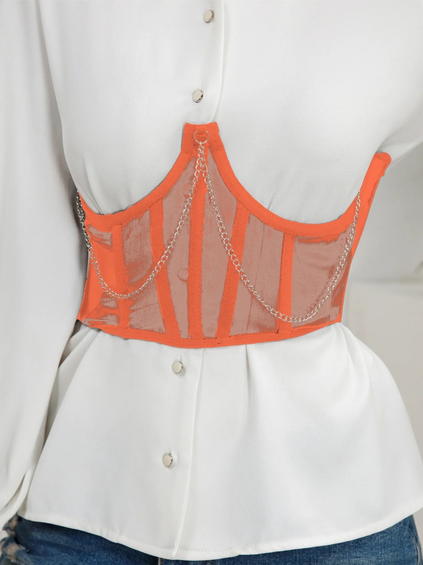 Sexy Corset Underbust Punk Metal Chain Black Women Top Curve Shaper Strap Slimming High Waist Belt Lace Green Corset