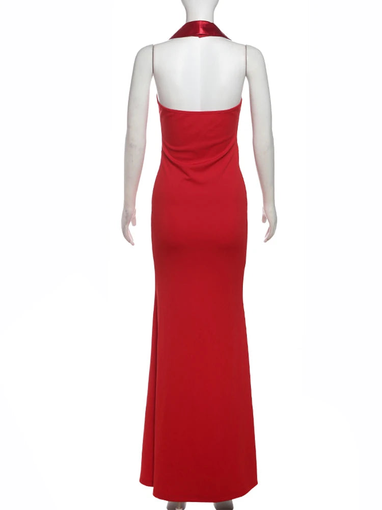 Weird Puss Halter Backless Dress Women 2025 Trend Deep V-Neck Summer Elegant Sleeveless Backless Midnight Party Skinny Vestidos