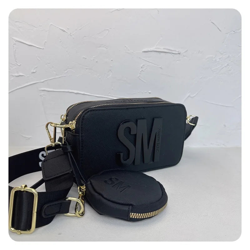 2024 Spring/Summer New Fashion Camera Bag with Wide Shoulder Strap, Lettering, Small Square Bag, Crossbody Bag