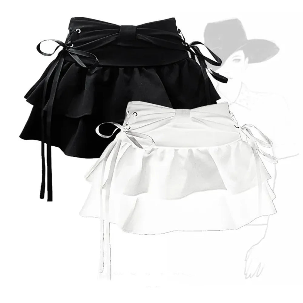 New Fashion Women Hot Girl Sweet Kawaii Bow Vintage Y2k Clothes American Streetwear Sexy Summer A-line Gothic Mini Skirts