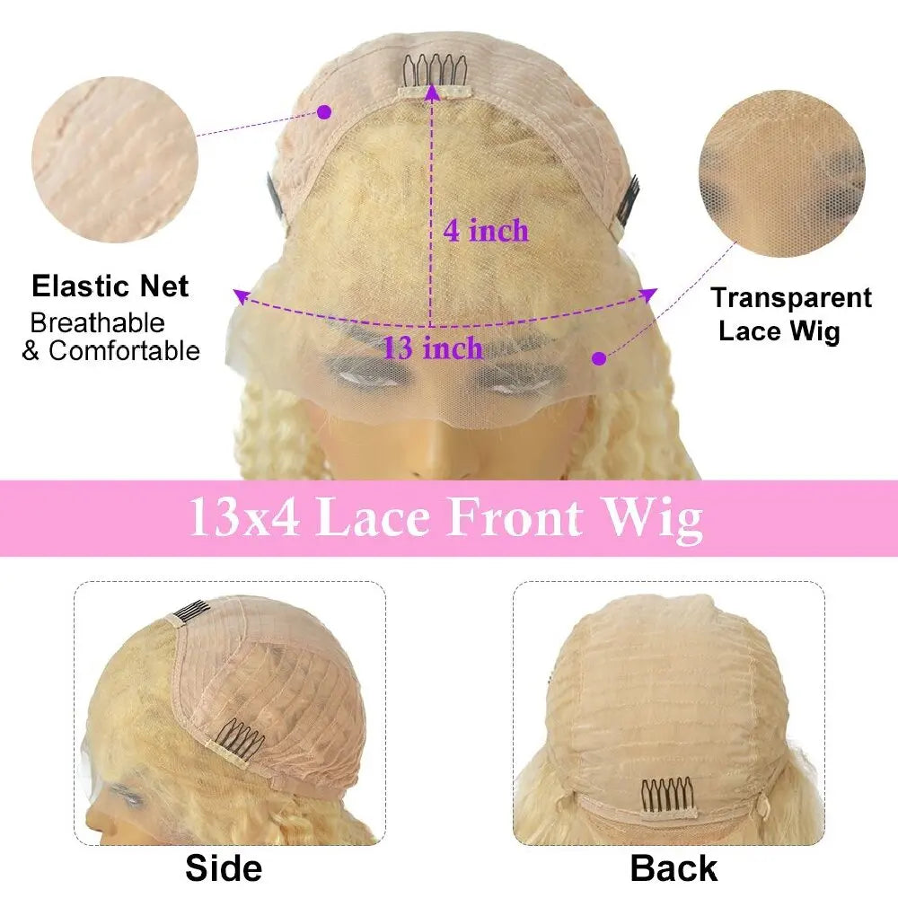 13x4 Frontal Transparent Lace Pre-Plucked Hairline Wigs Light Blue Straight Wigs High Density Brazilian Virgin Human Hair Wigs
