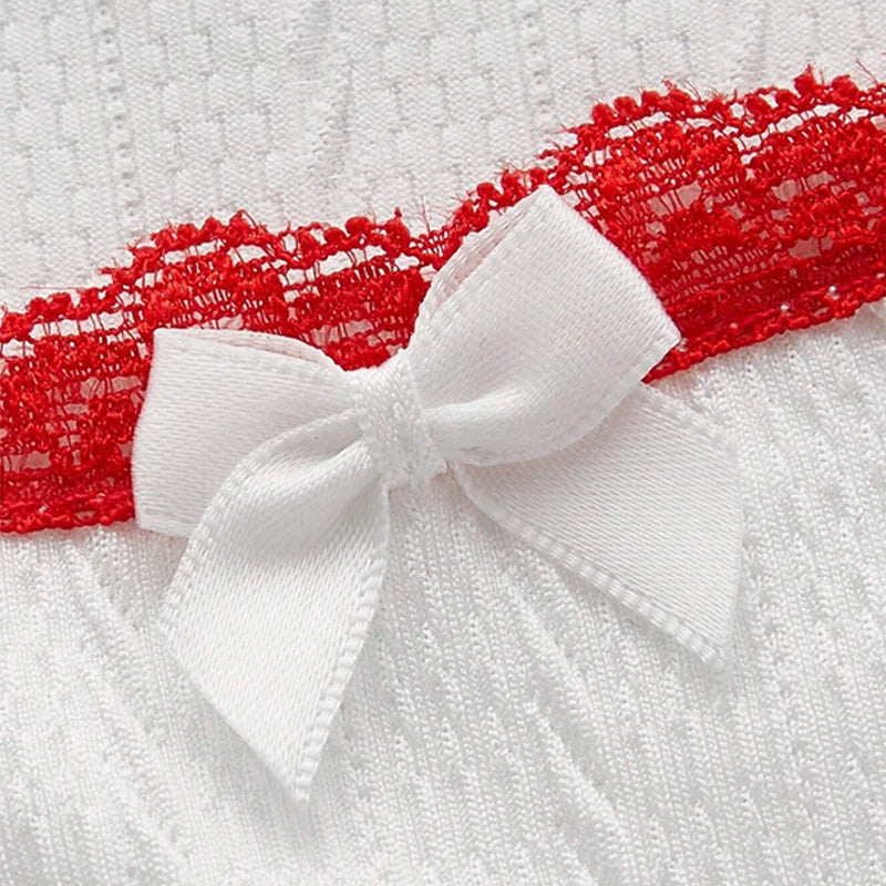 Y2k Sweet Cute Lace Trim Short Sleeve Women's Crop Top Korean Style Aesthetic Slim T-shirt Cherry Printed Basic Baby Tees