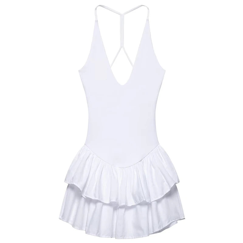 Women's Pink Halter Ruffle Mini Dress