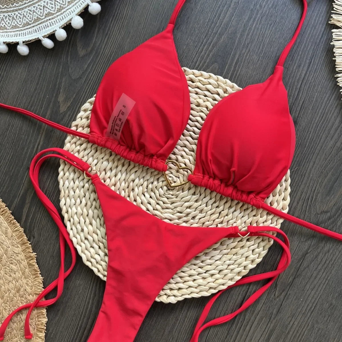 2025 Solid Color White Bikini Women Suit Low Waist Lace-up Swimsuit Two-piece Set swimwear women bathing suit купальник
