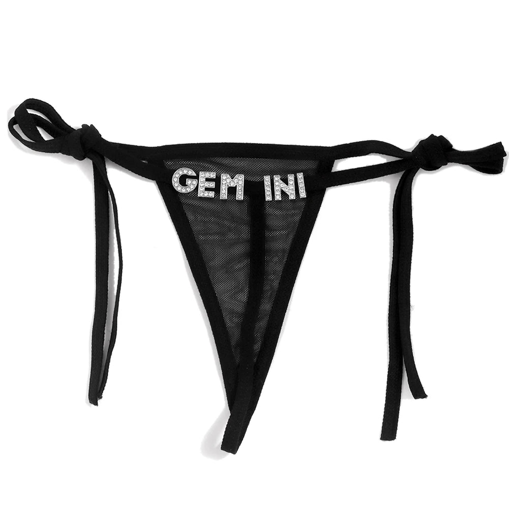 Sexy Lace G-string Thong Custom Underwear Name Letter Waist Chain Body Jewelry Personalized Crystal Letter Birthday Gift