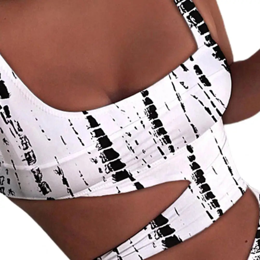 One Piece Women Swimsuit Sexy Stain Resistant Shoulder Strap Bikini Set Slim Fit Push Up Summer Beachwear For Holiday