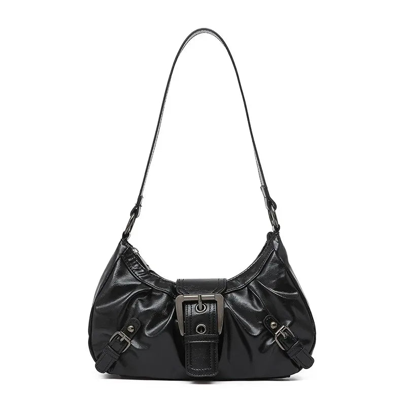 Retro Y2K Pleated Hobo Shoulder Bag for Women Hot Selling Maillard Style Underarm Bag Clutch Handbags for Travel Work Shopping