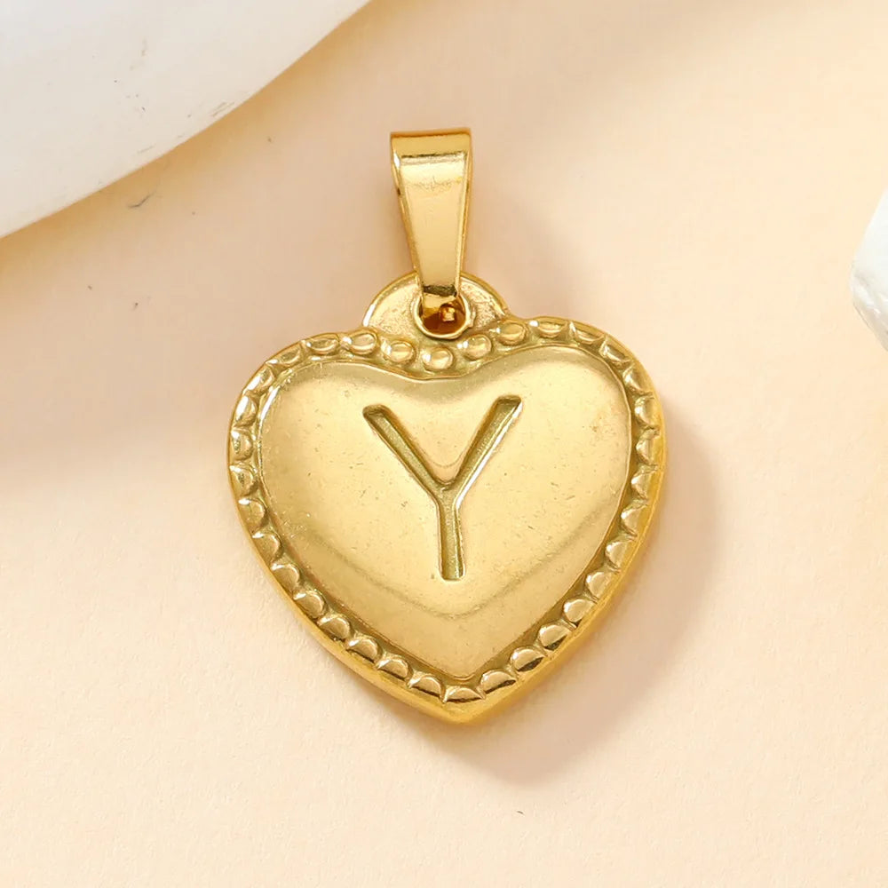 316L Stainless Steel Initial Necklace Letter Heart Pendant Chain For Women Name Jewelry Accessories