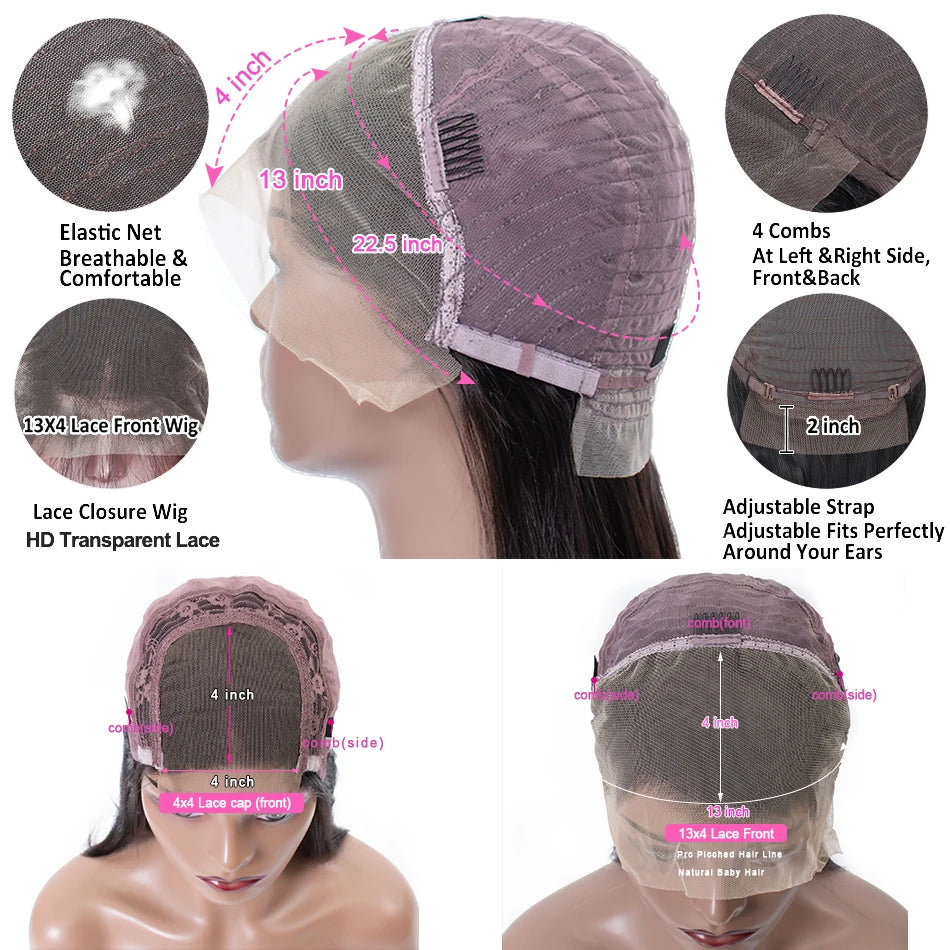 Short Bob Wig Hot Red Burgundy 99j Colored Brown Lace Front Human Hair Wigs Bone Straight Bob Wig Lace Frontal Wigs For Women