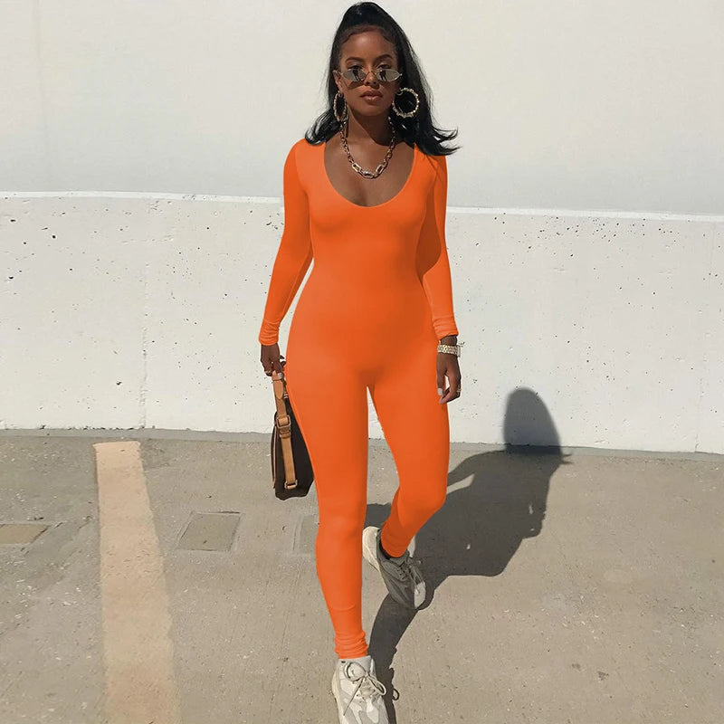 Dulzura Women 2024 Autumn Winter Long Sleeve Bodycon Streetwear Jumpsuit Overall One Piece Outfit Wholesale Items for Business