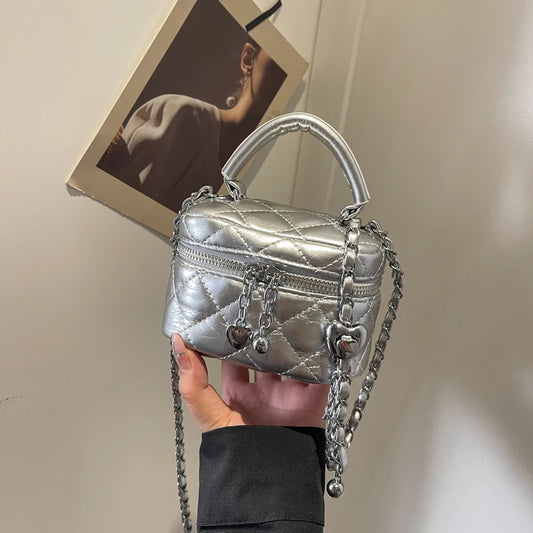 1 Piece of Pure Color Quilted Chain Bag, Versatile Shoulder Bag for Women, Hand-Held Crossbody Bag, Lipstick Small Square Bag