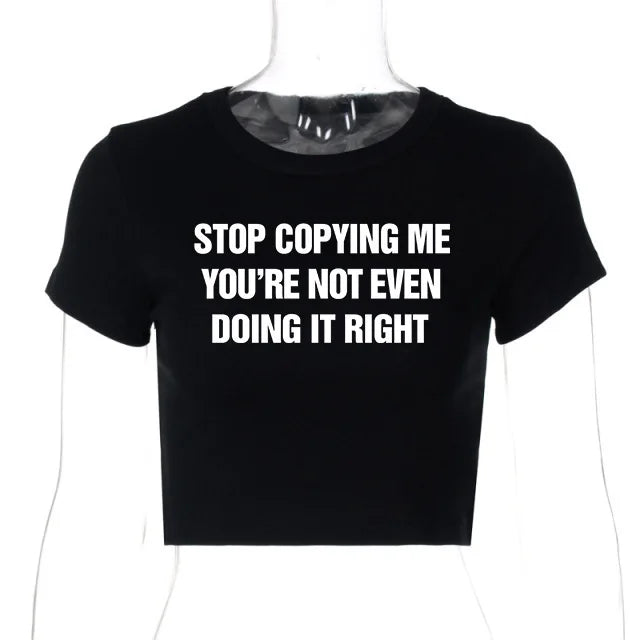 HLJ&GG Y2k Fashion Letter Printing T-shirt Women Short Sleeve Slim Crop Top Female Vintage Streetwear Gothic BabyTee 2025 New
