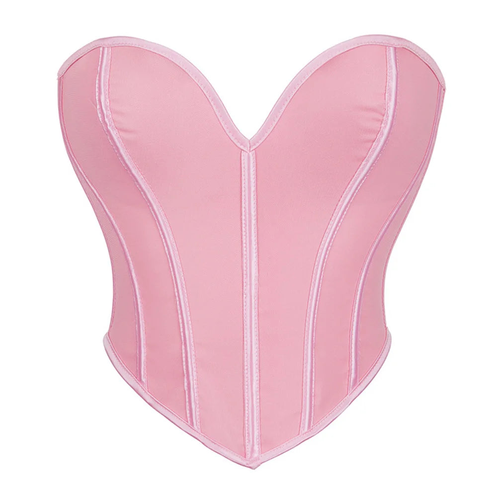 Sexy Women Overbust Corsets Crop Tops Golden Printed Bustiers Lace Up Body Shaper Lingerie Gothic Corselet