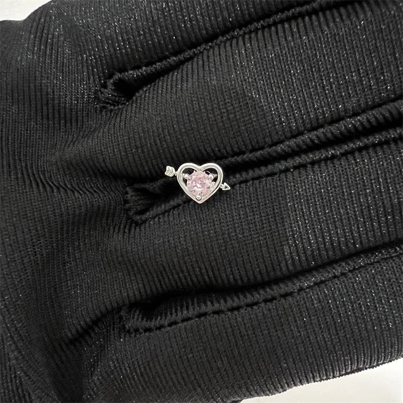 1PCS Cute Pink Zircon 316L Stainless Steel Ear Bone Nail New Fashion Y2K Punk Small Earring for Women Cochlea Jewelry Party Gift