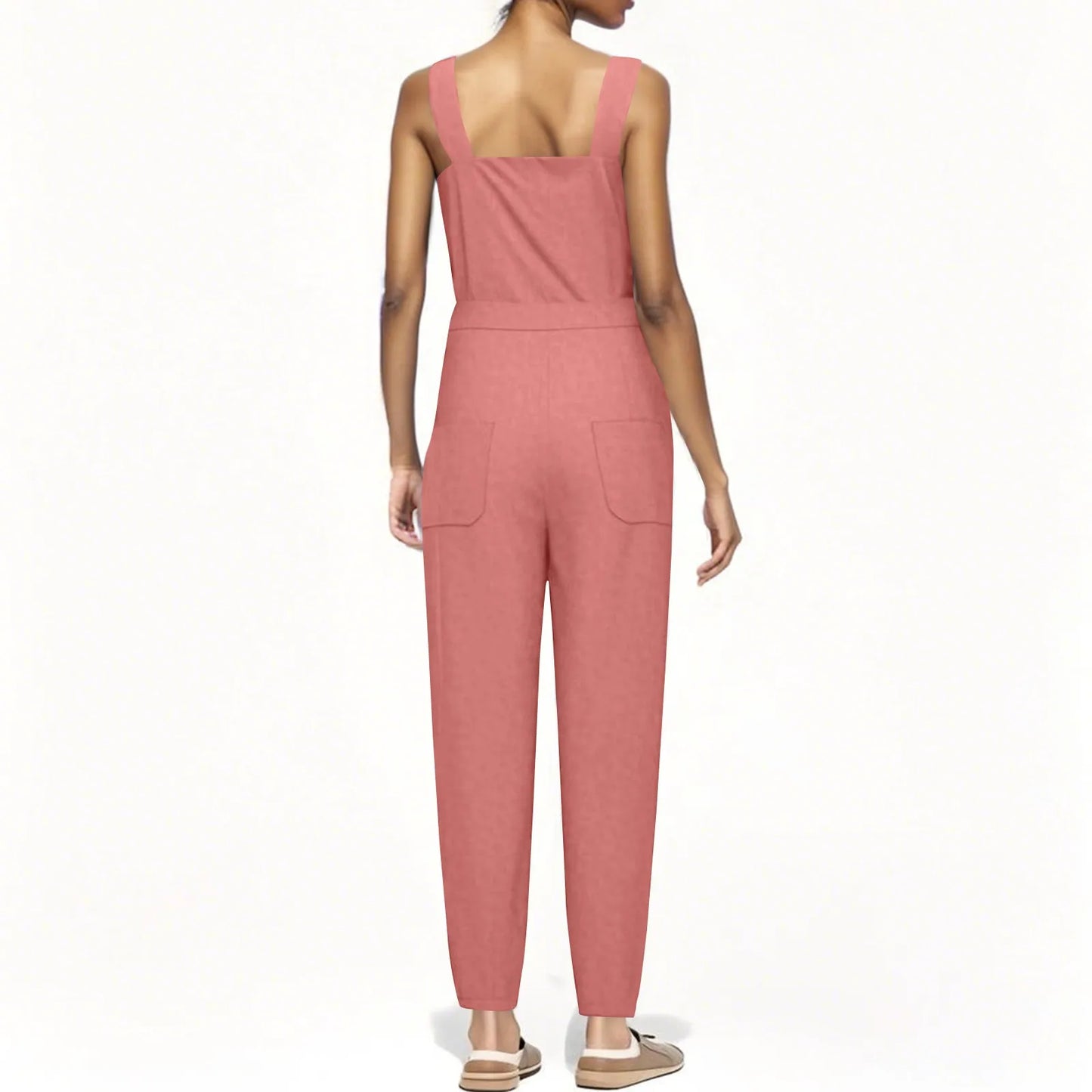 Lady's Fashion Clasp Pocket Cargo Romper Jumpsuits, Casual Jumpsuit Summer