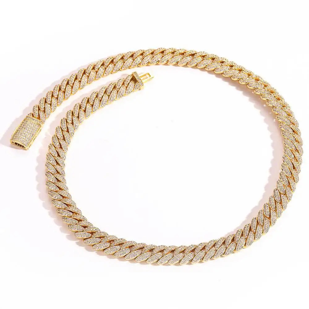 Rapper Chain Hip Hop Accessories Male 10mm Double Row Zircon Bubble Cuban Personality Men