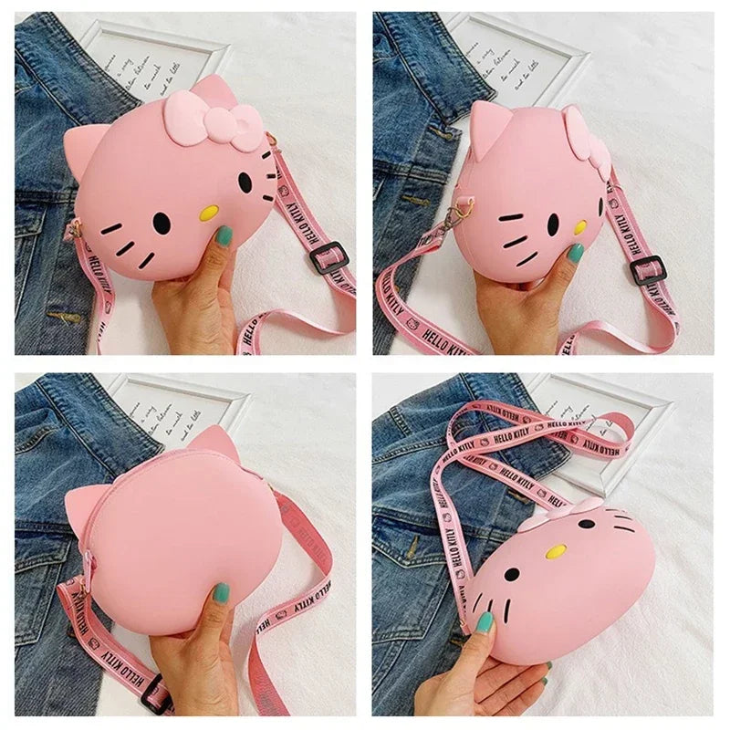 Bags for Women Hello Kitty Crossbody Bag for Girls Pink White Cute Bow Kawaii Bag Small 3D Shoulder Bag Bolsas Para Mujeres