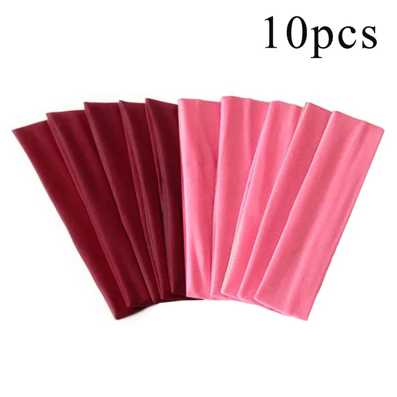 10 Pcs Elastic HairBand Fashion Headbands For Women Solid Color Sports Running Fitness Yoga Hair Bands Makeup Hair Accessories