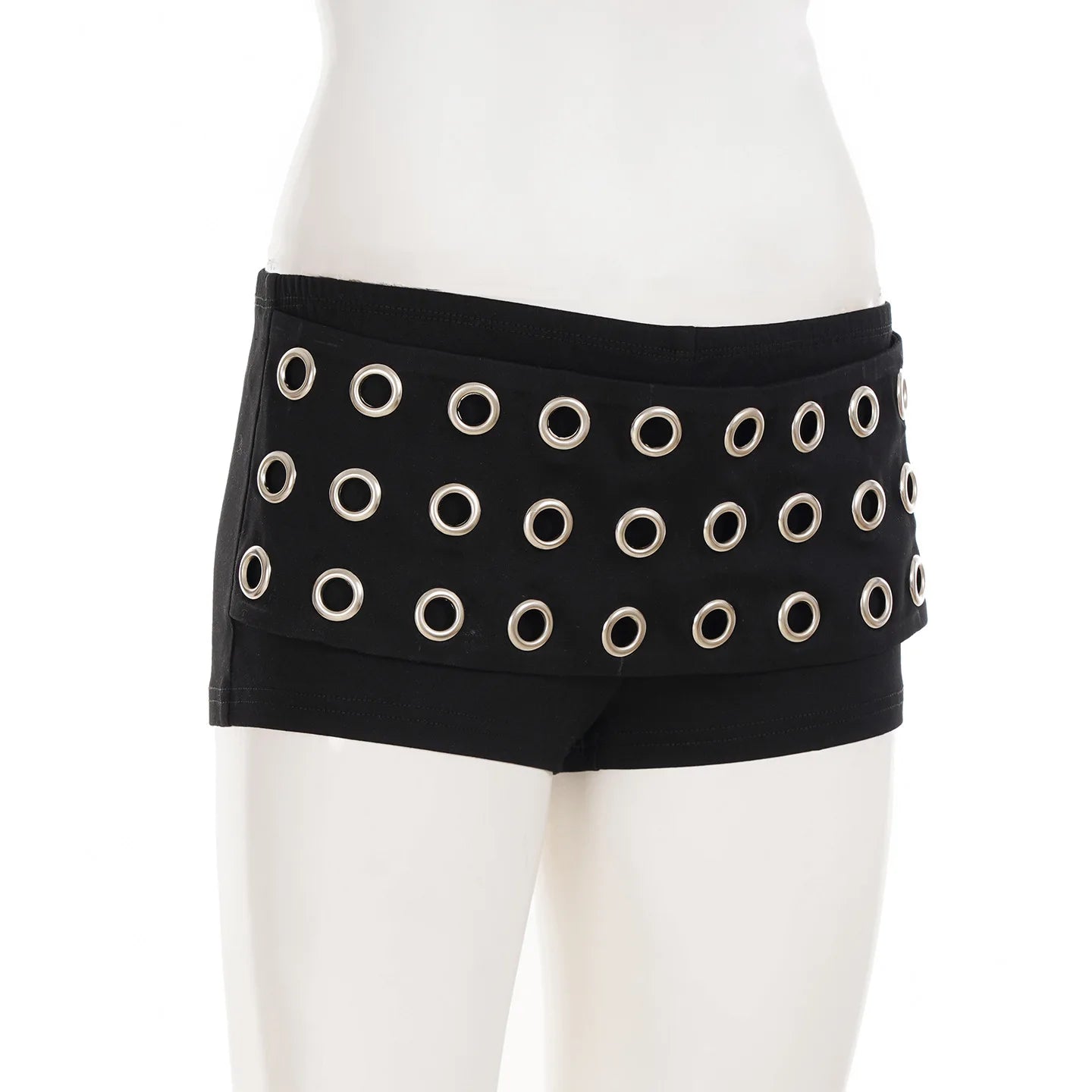 FAGADOER Y2K Sexy Hollow Out Patchwork 2 Pieces Set for Woman Sleeveless Backless Crop Top and Shorts Outfits Female Streetwear