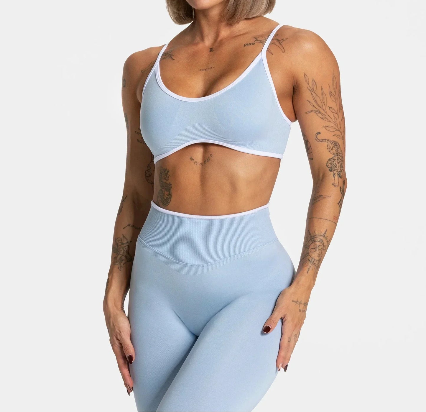 Summer Women's Solid Color Sports Suspender Bra Sexy Backless Knit with Chest Cushion Suspender Yoga Fitness Top