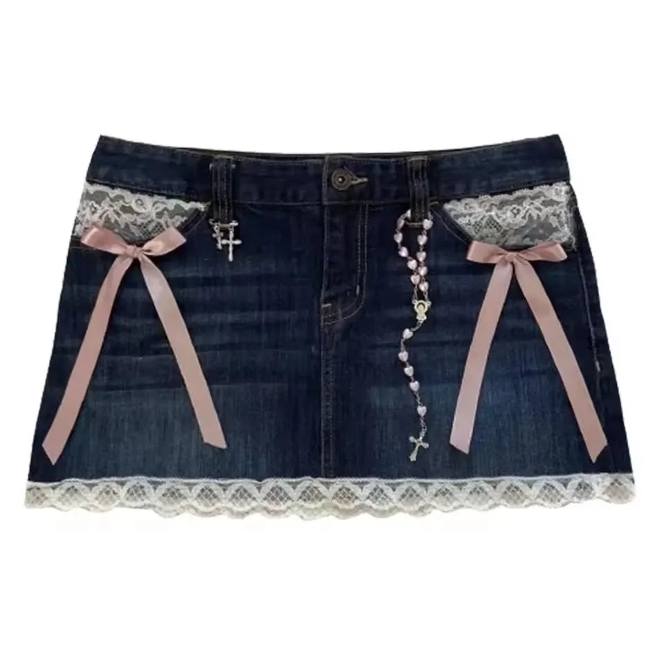 2025 Harajuku Oversized Star Pattern Rivet Y2k Goth Skirt High Waist Hip Bag A Line jeans Mini Skirt Sexy Girl Streetwear Skirts