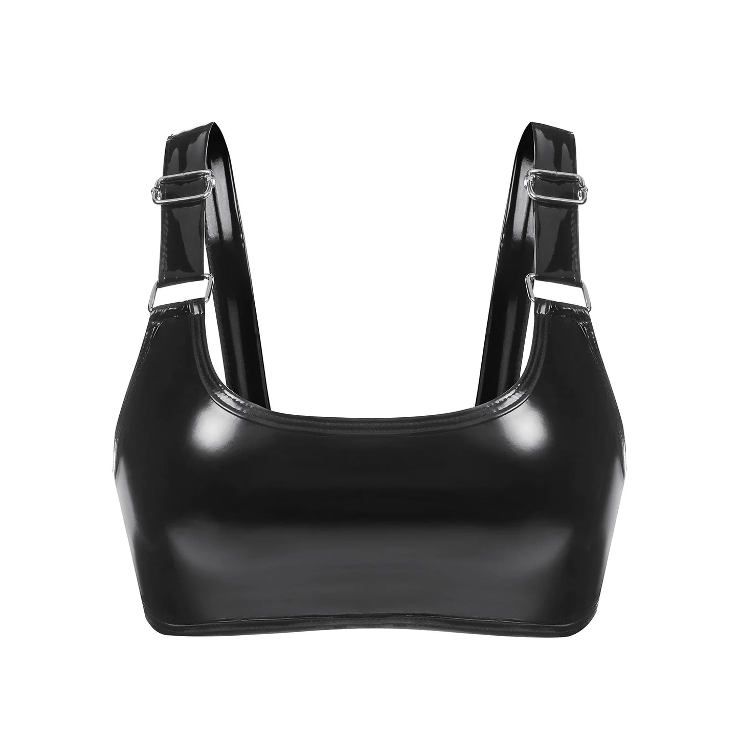 Women's Wetlook Faux Leather Bra Sexy Wire-Free No-Pad Brassiere Top Lingerie Pole Dancing Costume Rave Clubwear Nightwear
