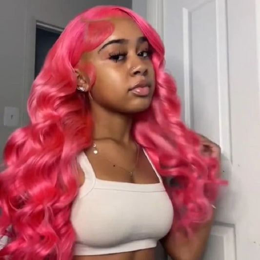 30 40 inch Pink hd lace frontal wig 13x6 human hair Brazilian Colored body wave Frontal Wigs 13x4 For Women choice wigs on clear