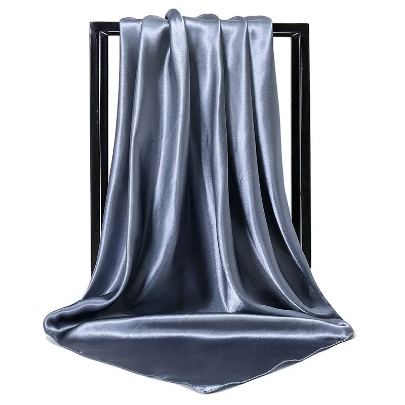 Luxury Brand Silk Scarf, Satin Solid color Hijab Scarves Muslim Pareo Bandana Female Shawl Wrap Headband Foulard 90*90cm