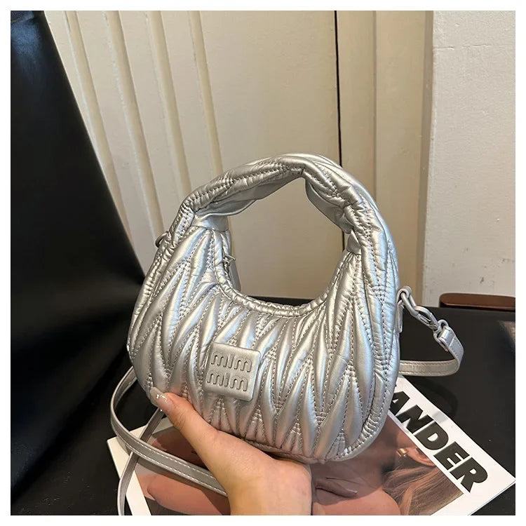 2025 New! Women's Niche Pleated Dumpling Bag – Mini Portable, Summer Trendy, Lightweight Fabric & Easy-Carry Messenger