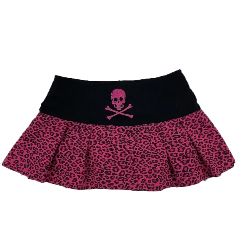 Y2k Grunge Gothic Skull Printed Skull Streetwear Summer Graphic Women Emo-Girl Rock Retro Vintage Fashion Sexy Lace Mini Skirts
