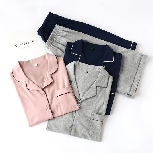 Cotton Shorts Pajamas Set for Women Sleepwear Short-sleeved Spring and Summer Home Suit Pyjamas Women Homewear Clothes