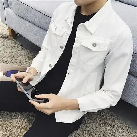 Button Short Casual Slim Cowboy Coat for Men Korean Popular Clothes Denim Jackets Man Loose New In Designer Branded Rock Lxury