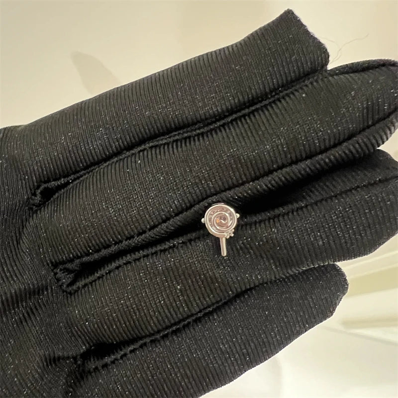 1PCS Cute Pink Zircon 316L Stainless Steel Ear Bone Nail New Fashion Y2K Punk Small Earring for Women Cochlea Jewelry Party Gift