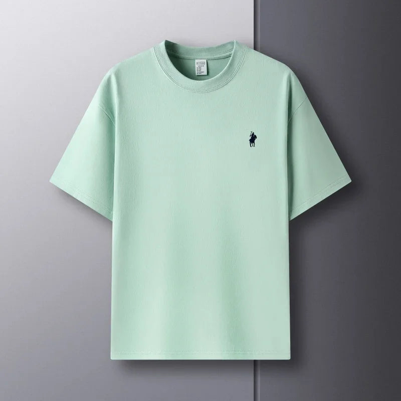 100% pure cotton short sleeve round neck men's T-shirt hot selling luxury brand summer exquisite pony embroidery breathable top