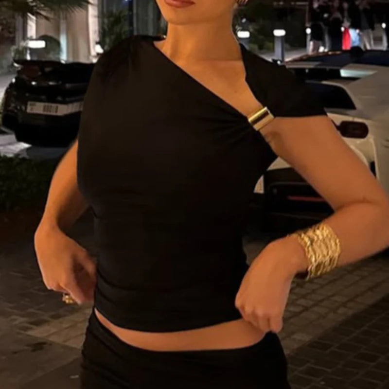 Sexy Off One Shoulder Diagonal Collar Tank Top Women Bare Midriff Halter Crop Tops Camisole Female Tube Top Cropped Vest