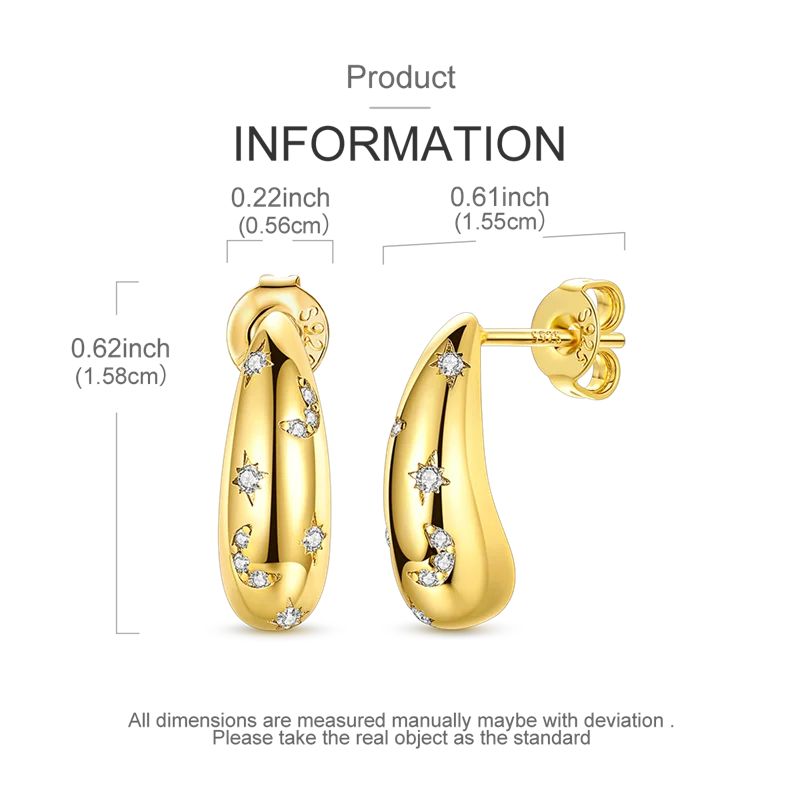 Fashion Gold ladies Hoop Earring 925 Sterling Silver Sparkling Zircon Round Ear Stud Earrings Fine Jewelry Lover Anniversary Gift