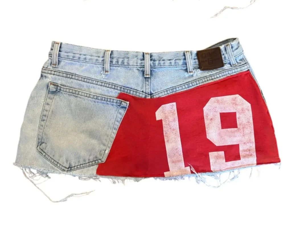 Applique Print jeans Short Skirt Goth Street Hip-hop Harajuku Vintage High Waisted Y2k Mini Skirt Sexy Loose Casual Women Skirt