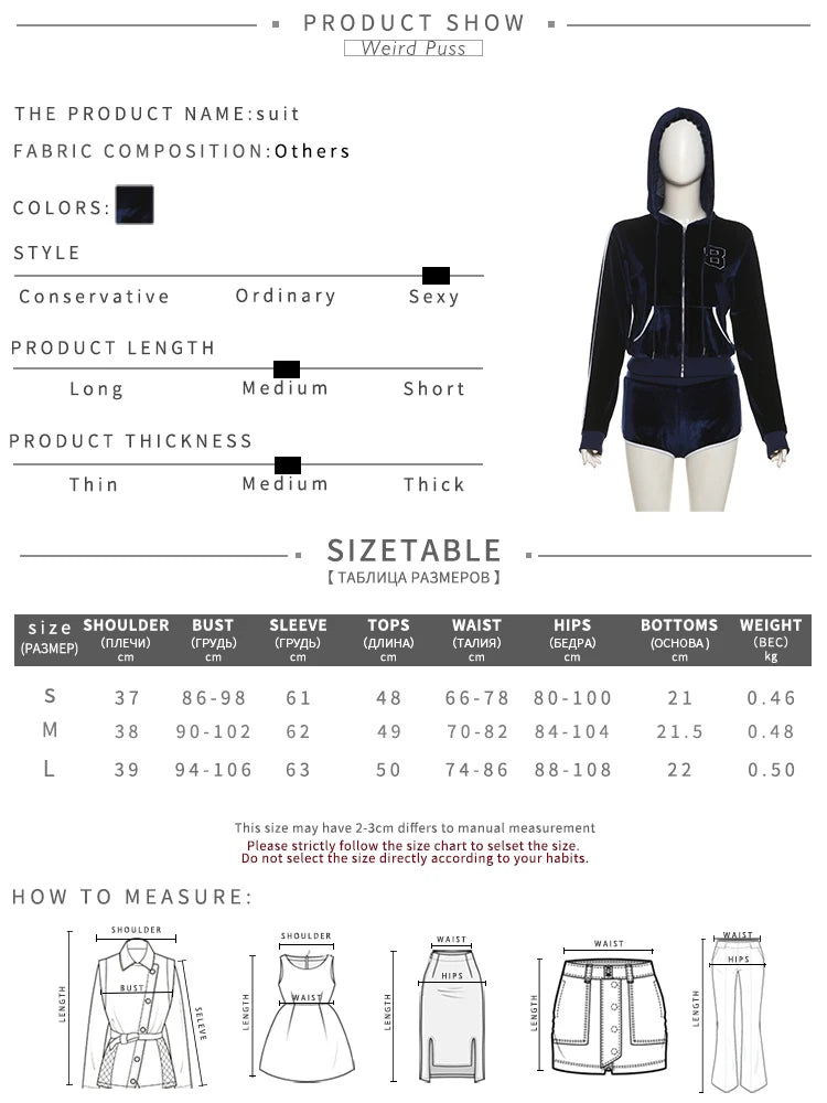 Weird Puss Casual Sporty 2 Piece Set Women Hooded Shirring Zipper Number Print Jacket+Contrast Patchwork Mini Shorts Simple Suit
